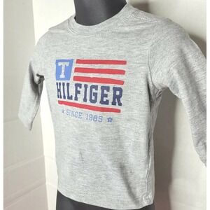 BOY'S 6-9 MTHS TOMMY HILFIGER‎ LS GRAY LOGO TSHIRT Flag Red White Blue